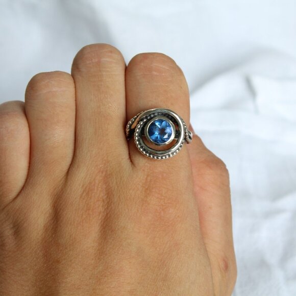 Or Paz PZ Israel Sterling Silver 925 Blue/Purple Fluorite Band Ring Size 8 - Picture 12 of 14